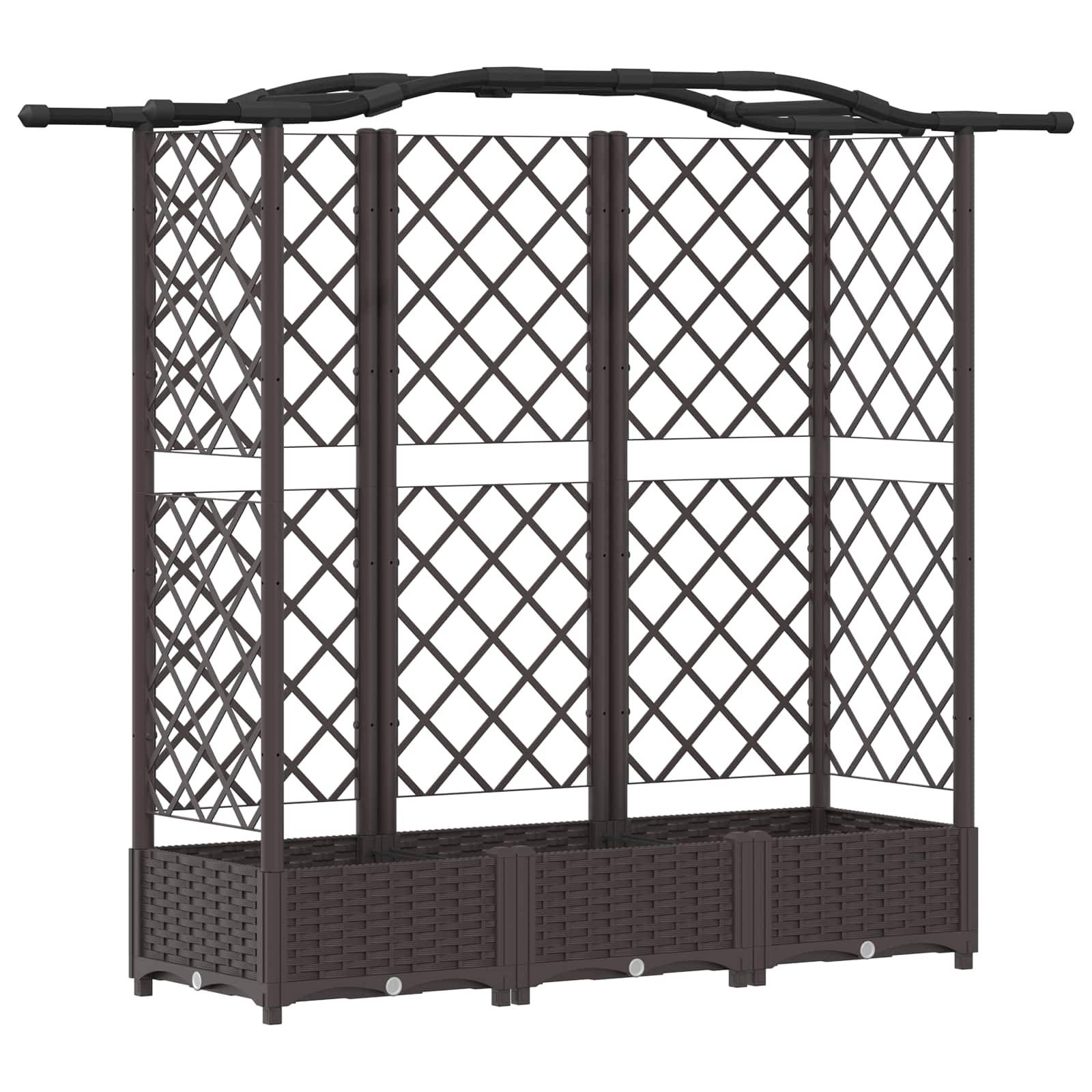 Lit Potager Surélevé Treillis PP Jardin Support Plantes Toit Courbé 163x40x123cm Marron - ComfortXL Outdoor Living - Image 2