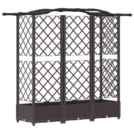 Lit Potager Surélevé Treillis PP Jardin Support Plantes Toit Courbé 163x40x123cm Marron - ComfortXL Outdoor Living - Image 5