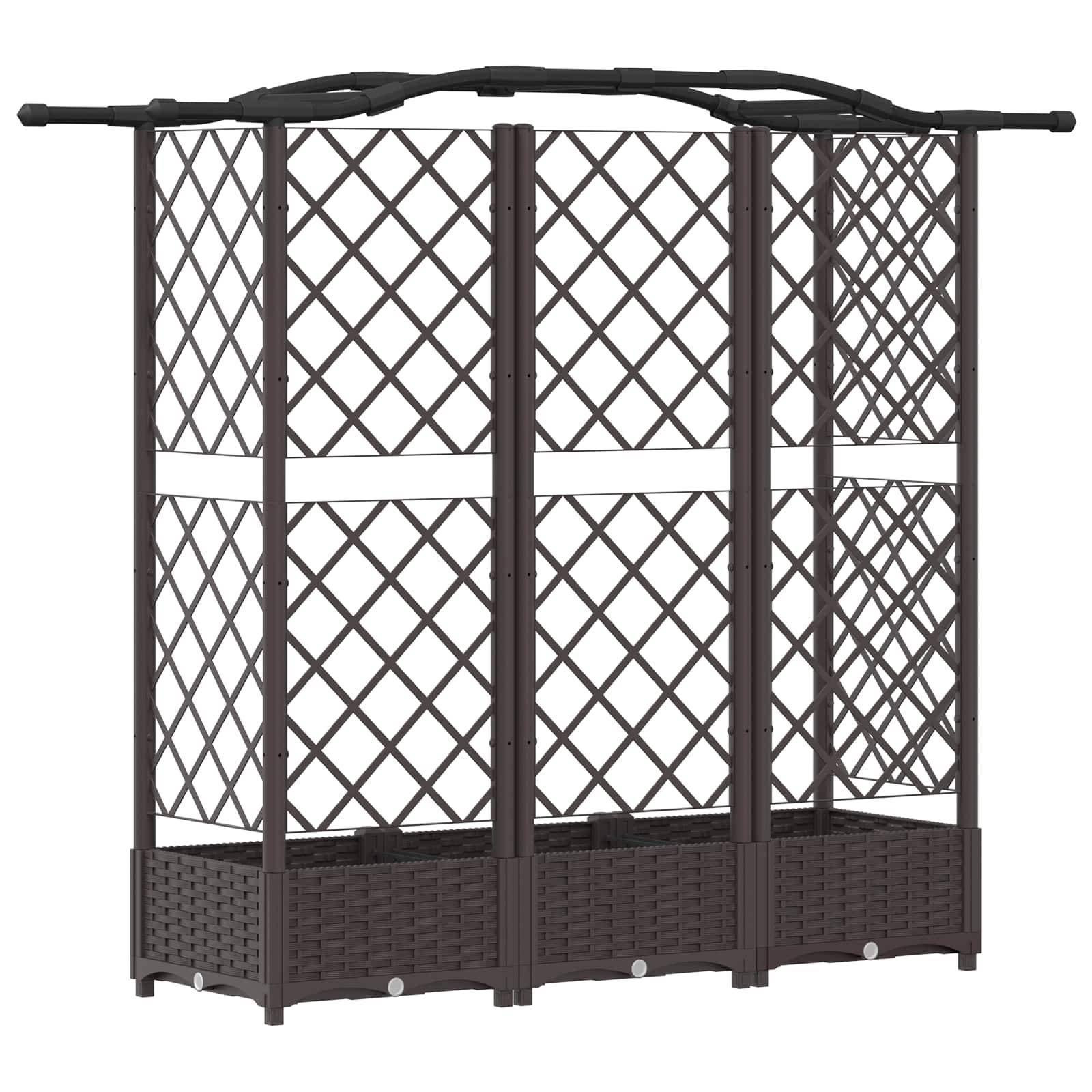 Lit Potager Surélevé Treillis PP Jardin Support Plantes Toit Courbé 163x40x123cm Marron - ComfortXL Outdoor Living - Image 5
