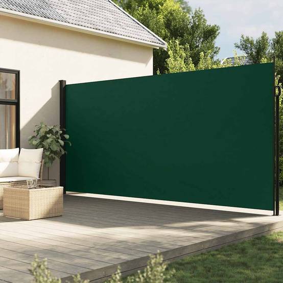 Auvent latéral rétractable polyester vert foncé 600 x 10 x 200 cm - PANGIVO - Image 1