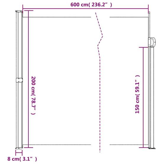 Auvent latéral rétractable polyester vert foncé 600 x 10 x 200 cm - PANGIVO - Image 10