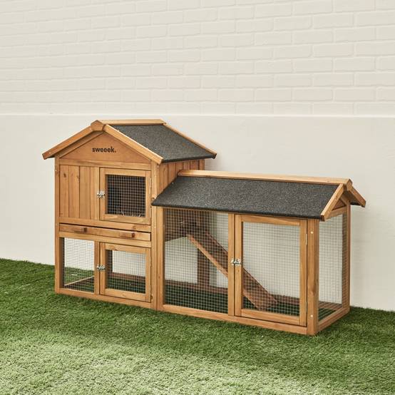 sweeek - Clapier en bois Hotot pour lapin et autres rongeurs. 4 lapins. cage à lapin avec enclos. espace intérieur et extérieur | sweeek - Image 1