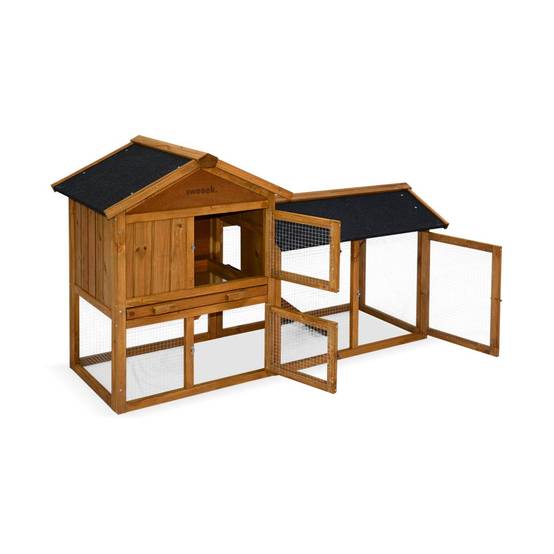 sweeek - Clapier en bois Hotot pour lapin et autres rongeurs. 4 lapins. cage à lapin avec enclos. espace intérieur et extérieur | sweeek - Image 2