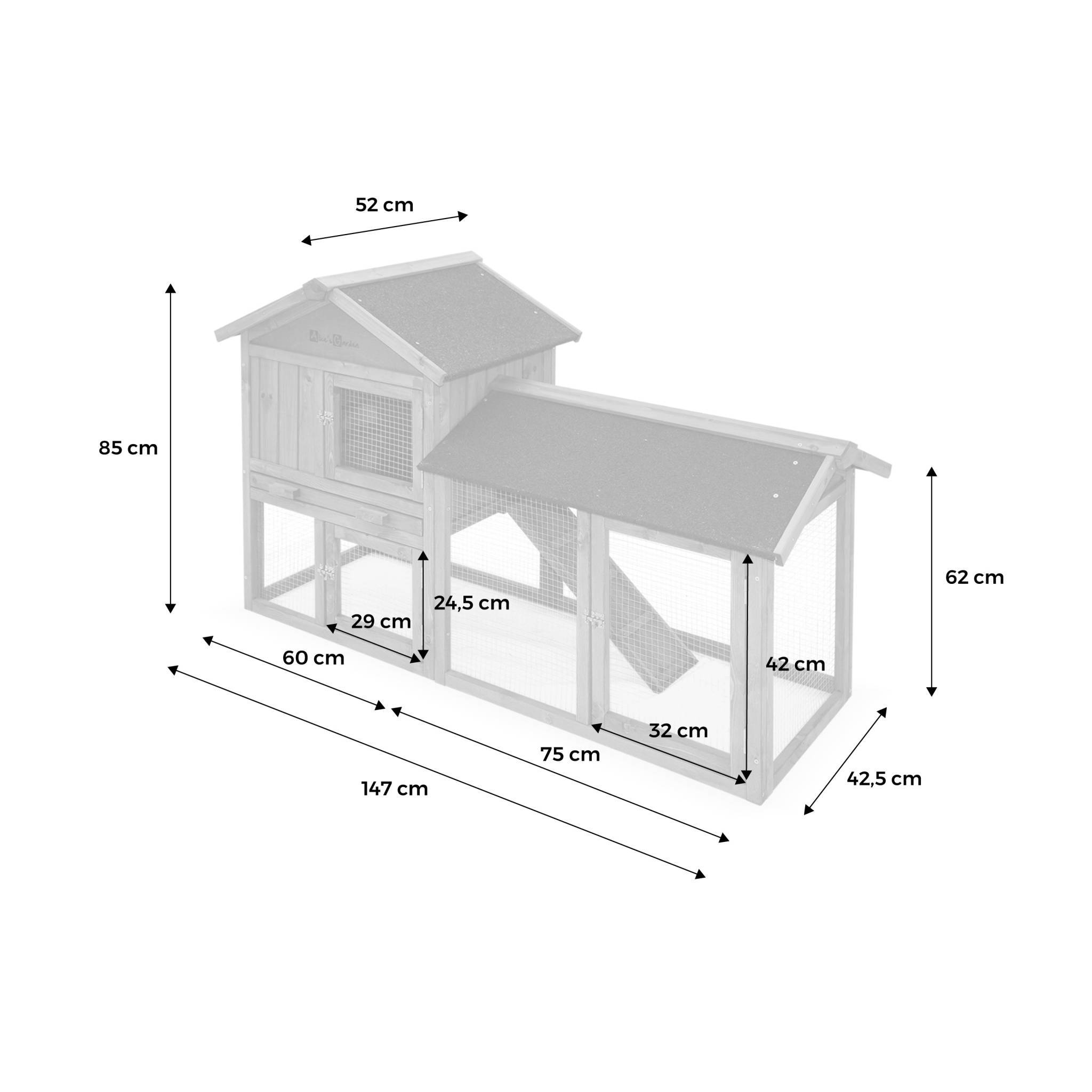 sweeek - Clapier en bois Hotot pour lapin et autres rongeurs. 4 lapins. cage à lapin avec enclos. espace intérieur et extérieur | sweeek - Image 4