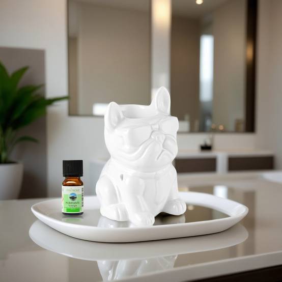 Brûle-Parfum Céramy Boubou blanc -Objet artisanal à la Mode-Brûleur Fondant parfumé -Déco Bouledogue - 45 ml - H 15,5cm – Zen'Arôme - Image 7
