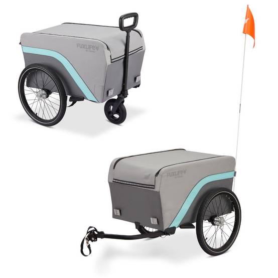Remorque pour vélo FUXLIFE by FUXTEC FX-LA120 Gris Remorque de transport 2en1 pliable 120 L | 47,8 kg de charge. - Image 1