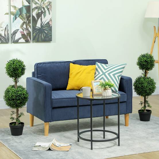Lot de 2 Buis Artificiels Double Boule PE Pot Lesté Extérieur Anti UV Vert 92cm - ComfortXL Outdoor Living - Image 4