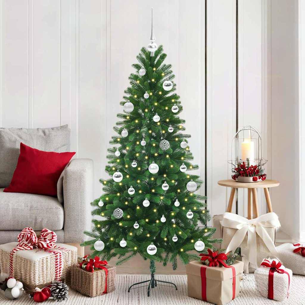 ComfortXL - Kit Sapin de Noël Artificiel 150 cm Tout-en-Un, avec 150 LED, Sommet et 61 Boules, Vert Réaliste – ComfortXL Outdoor Living - Image 1