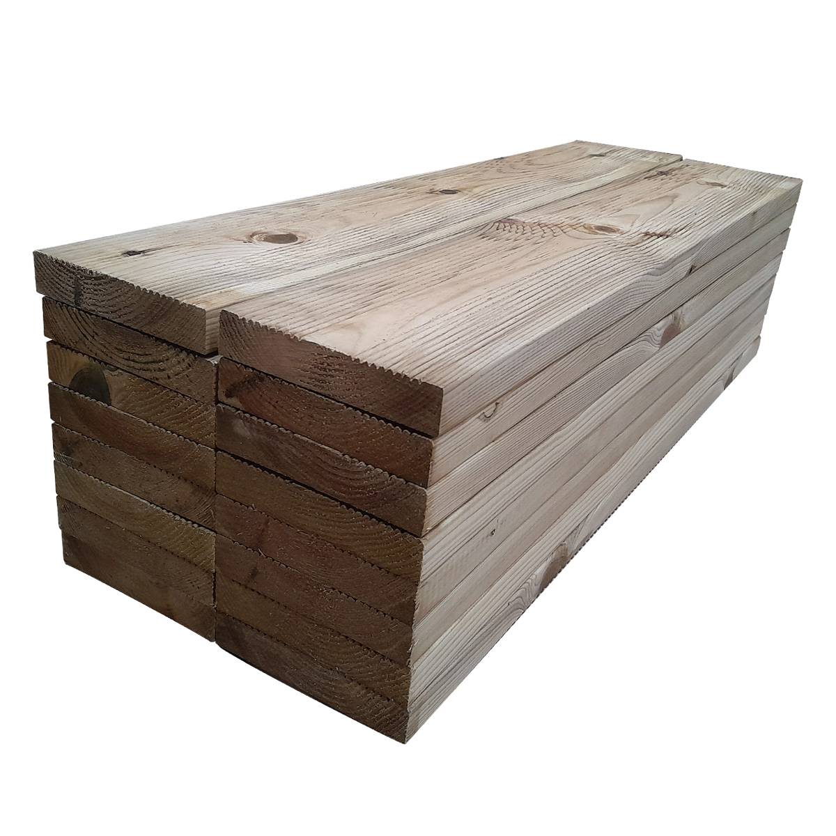 Pack 16 Lames terrasse bois autoclave  80 x 14,5 x 2,7 cm (Long.x larg. x épaisseur)  1 côté lisse / 1 rainuré - Image 1