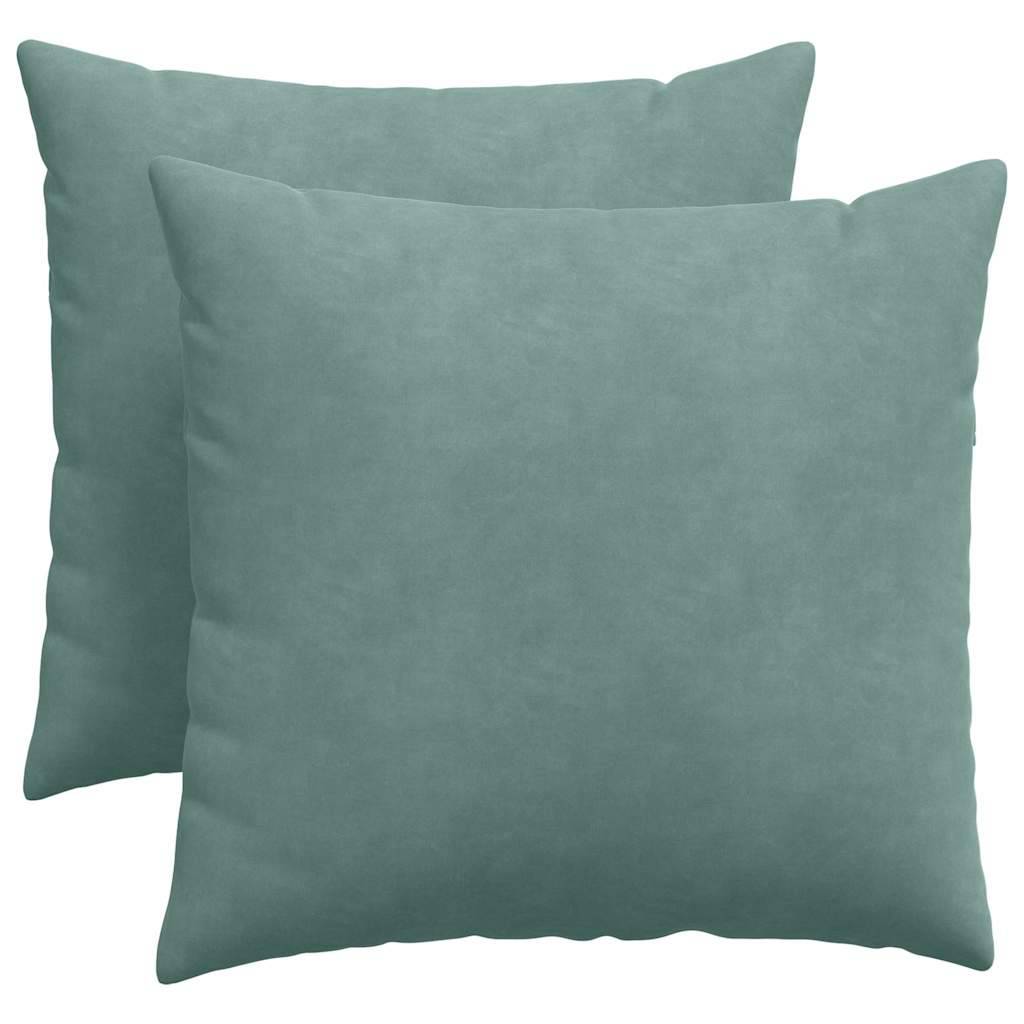 Set de 2 Coussins de Canapé Velours Confortables Housse Lavable pour Salon Vert Mer 50x50 cm – ComfortXL Outdoor Living - Image 2
