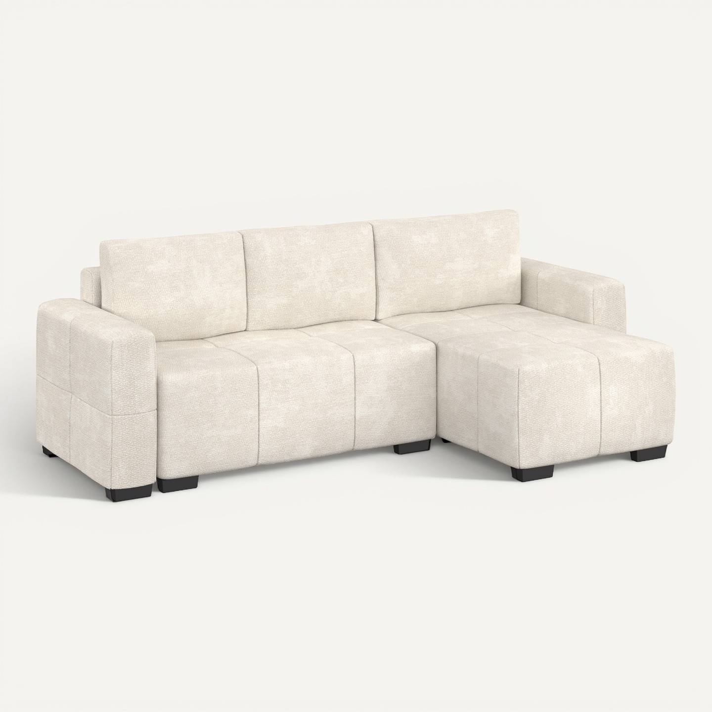 IDMARKET - Canapé d'angle convertible 4 places NUAGE 240 cm avec coffre de rangement en tissu chenille crème - Image 9