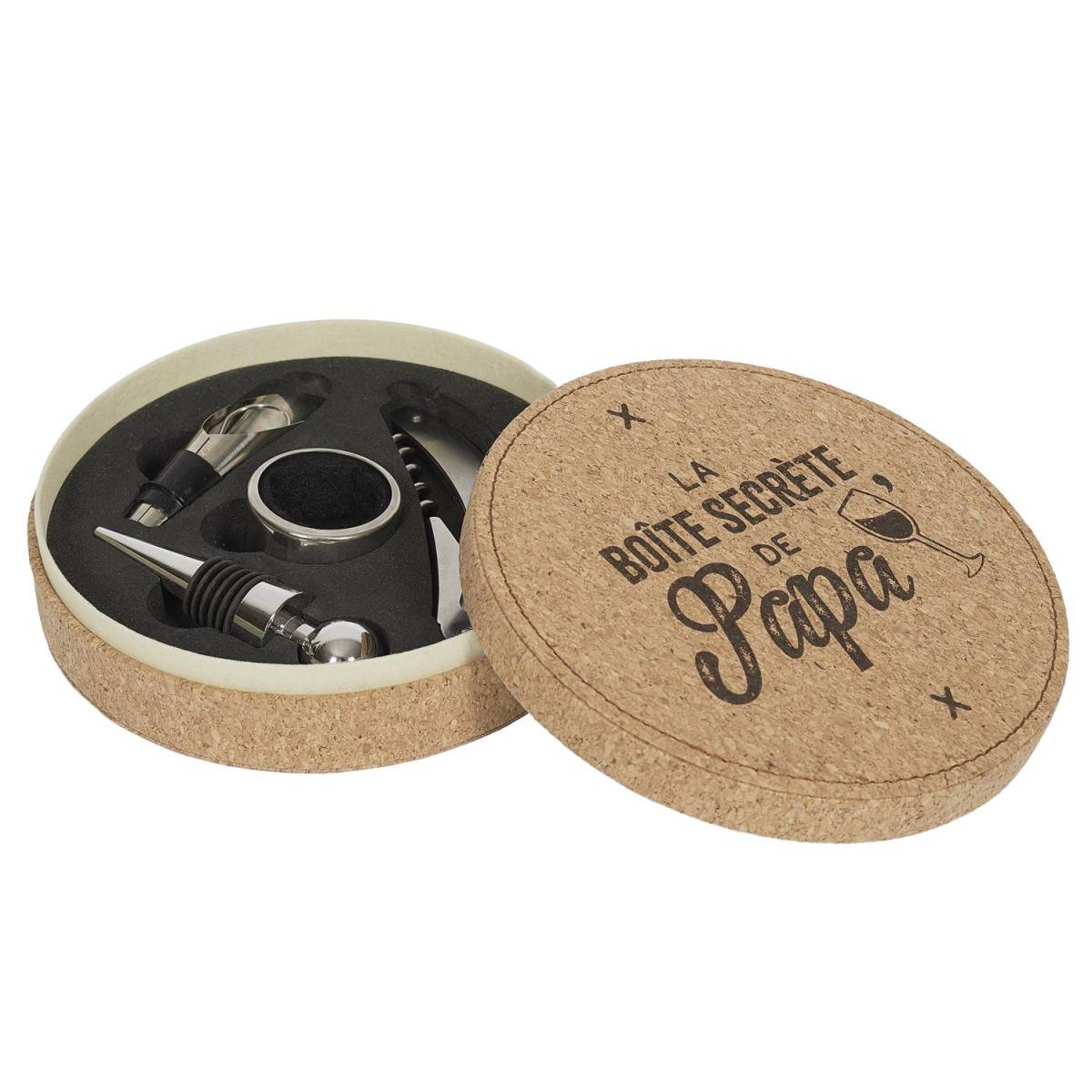 The Concept Factory - Coffret à Vin 4 Pièces "La Boîte Secrète de Papa" 14cm Naturel - Image 4