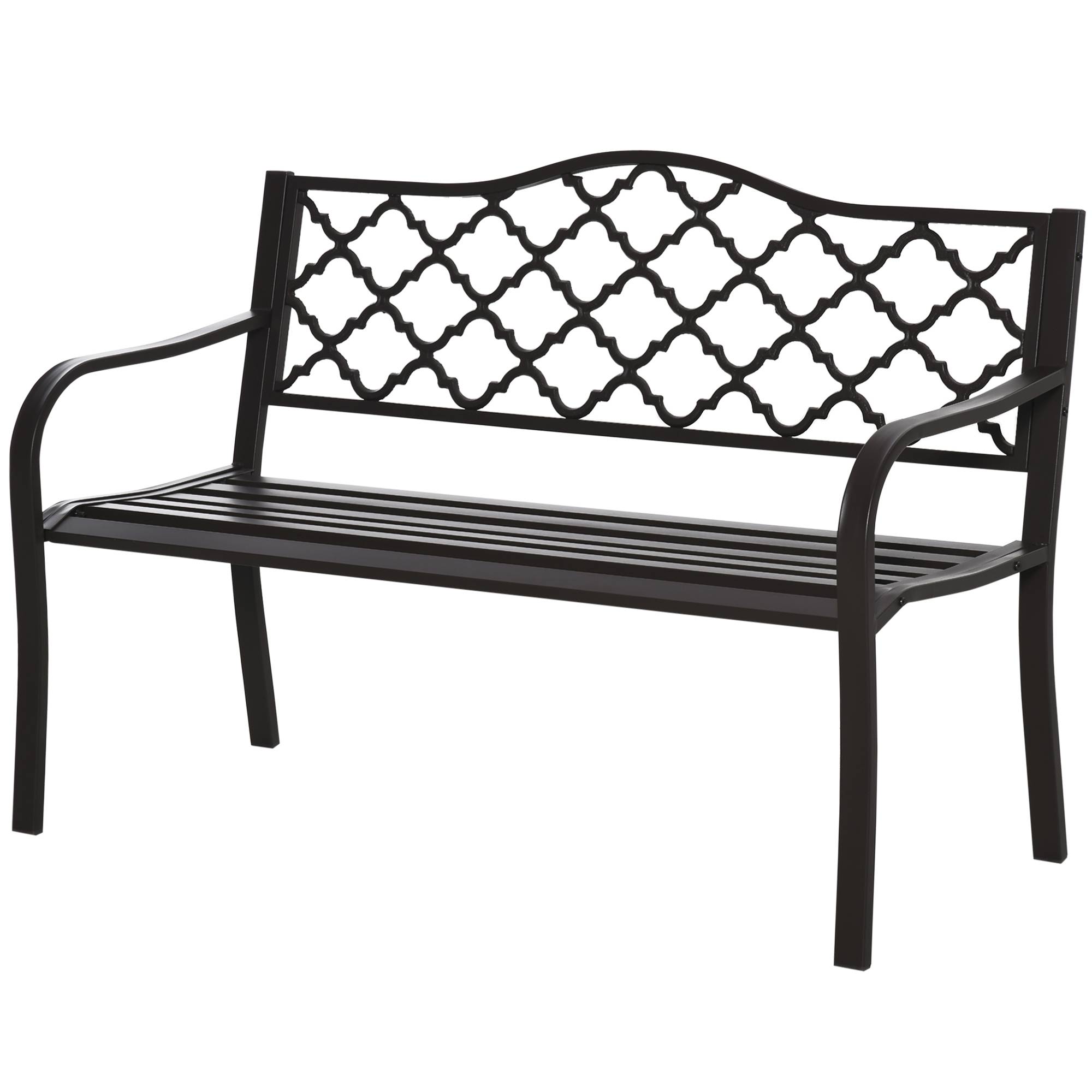 Banc 3 Places de Jardin terrasse Style Rural Chic 128L x 60l x 89H cm métal époxy anticorrosion Fonte Brun - Image 2