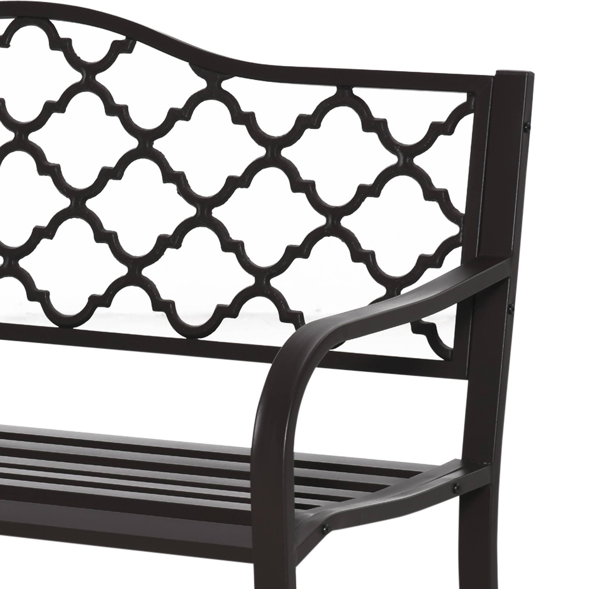 Banc 3 Places de Jardin terrasse Style Rural Chic 128L x 60l x 89H cm métal époxy anticorrosion Fonte Brun - Image 10