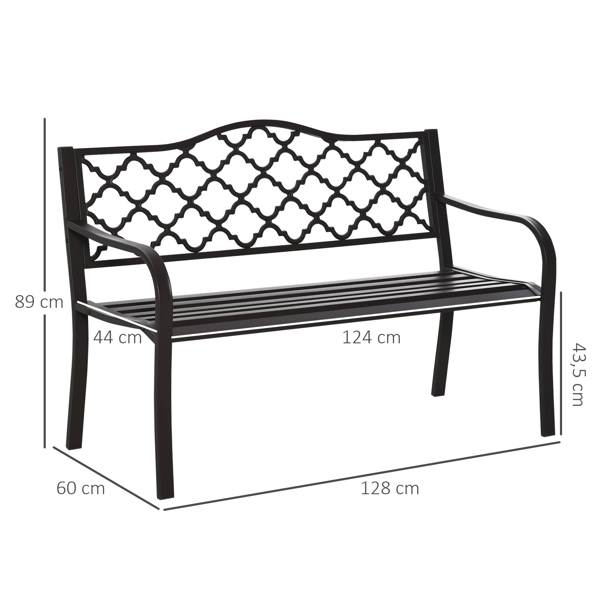 Banc 3 Places de Jardin terrasse Style Rural Chic 128L x 60l x 89H cm métal époxy anticorrosion Fonte Brun - Image 5
