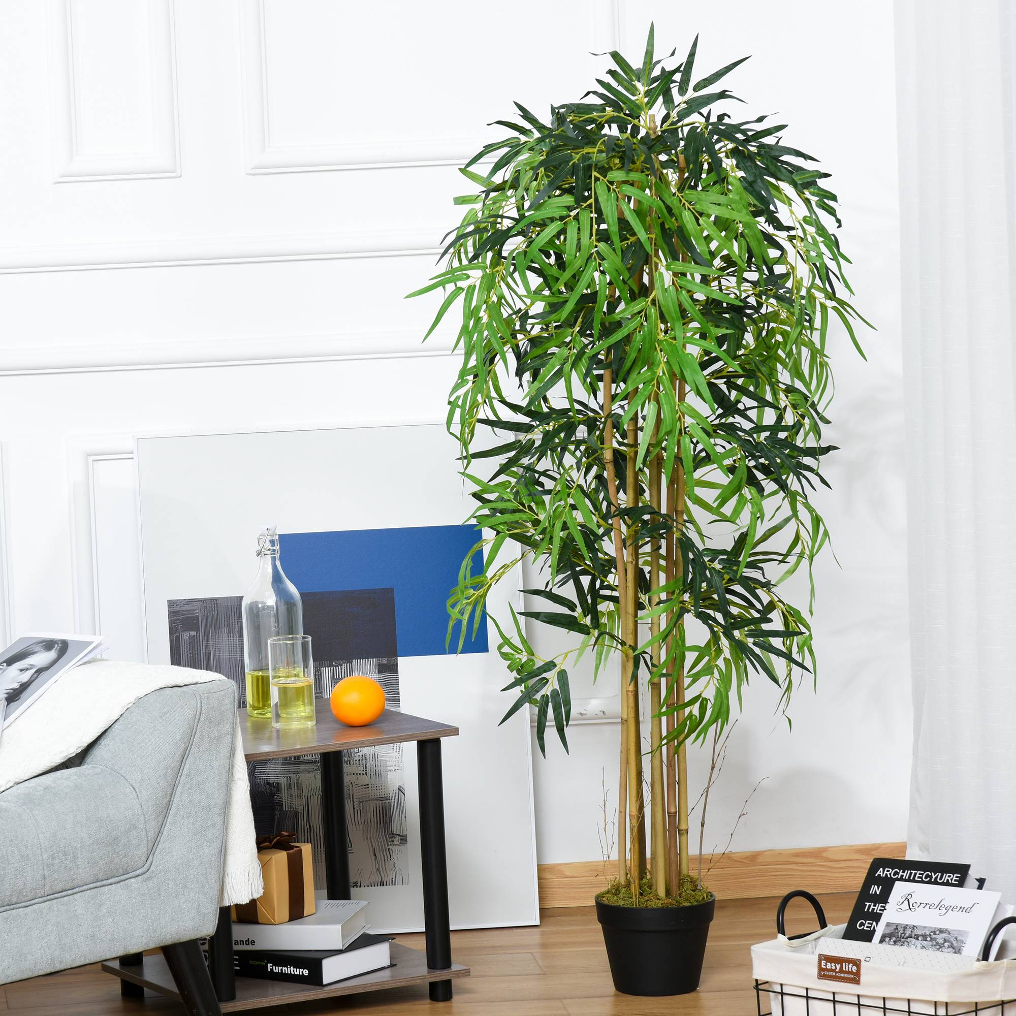 Sans Marque - Bambou artificiel avec pot pour usage intérieur, Φ18x150cm - Image 3