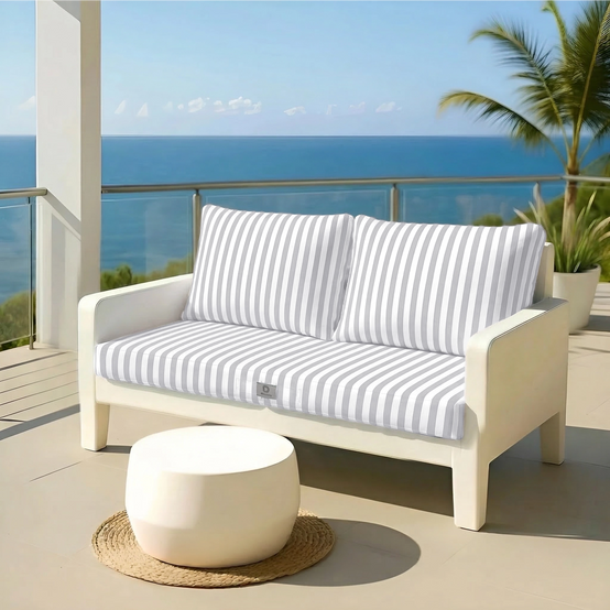 Coussins pour salon de jardin déhoussable 120x60cm Rayure gris clair - Déco arts - Image 2