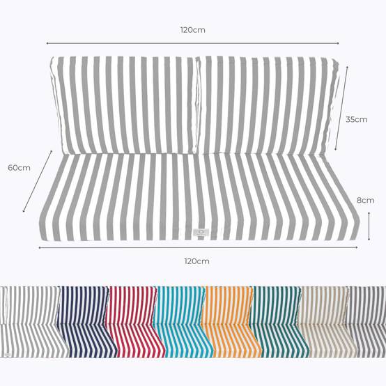 Coussins pour salon de jardin déhoussable 120x60cm Rayure gris clair - Déco arts - Image 5