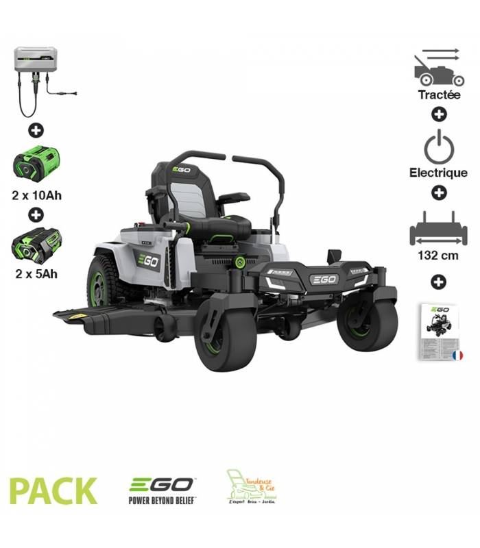 Pack 30Ah tondeuse autoportée Zero Turn coupe 132 cm et chargeur 1600W inclus EGO ZT5201E-L - Image 1