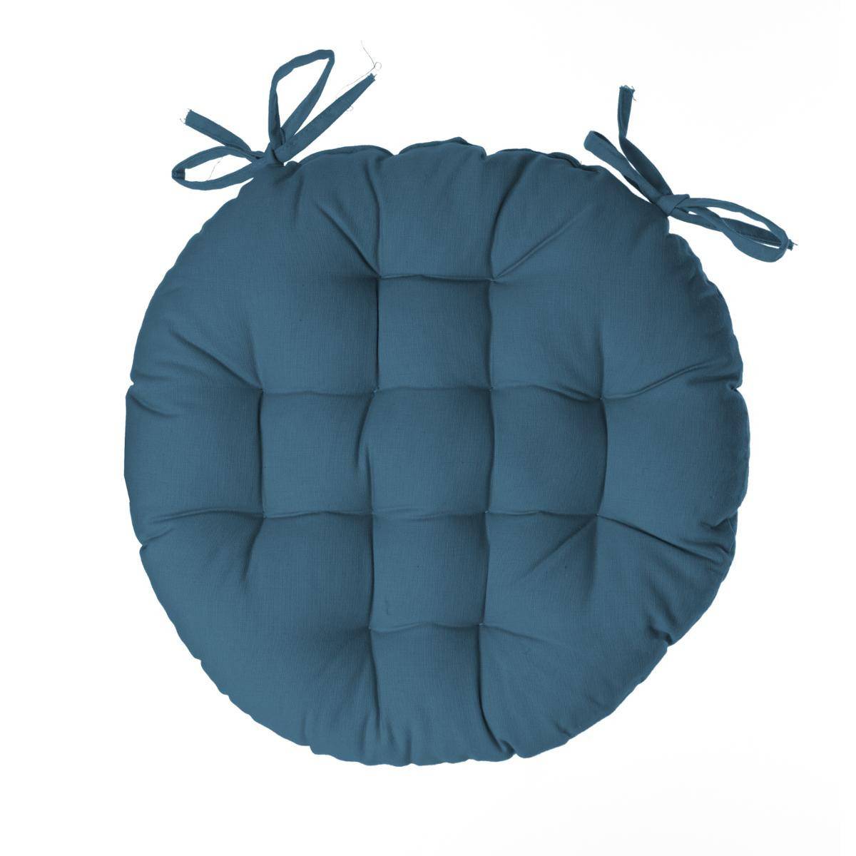 Lot de 6 Galettes de chaise en Coton Bleu canard D 38 cm - Image 3