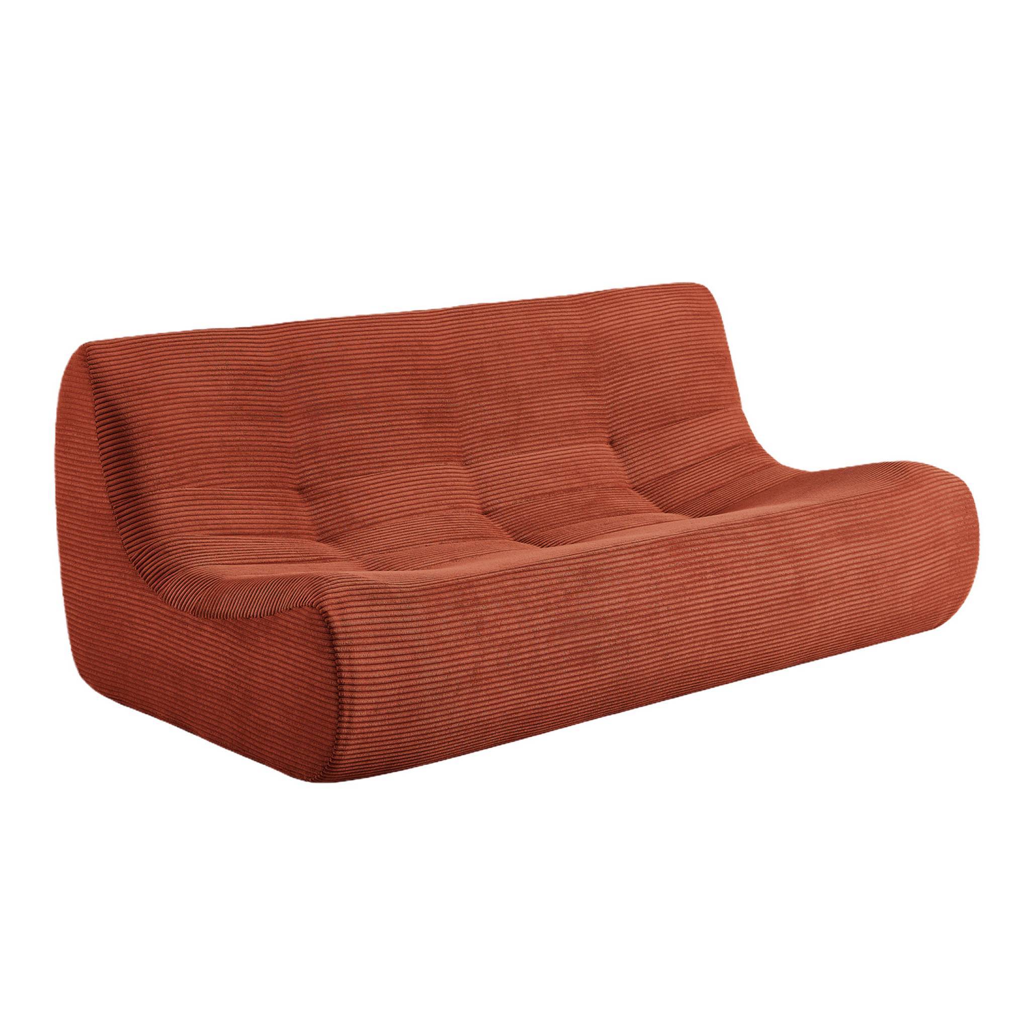 sweeek - Chauffeuse compressée velours côtelé 3 places terracotta - Sokol | sweeek - Image 2