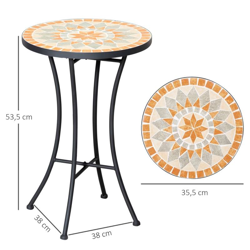 ComfortXL - Guéridon Mosaïque Rond Métal Jardin Balcon Table d'Appoint Ø36cm Noir - ComfortXL Outdoor Living - Image 3