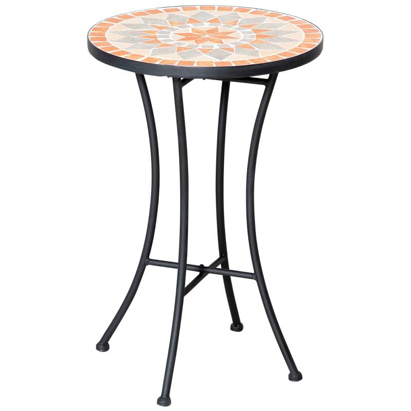 ComfortXL - Guéridon Mosaïque Rond Métal Jardin Balcon Table d'Appoint Ø36cm Noir - ComfortXL Outdoor Living - Image 2