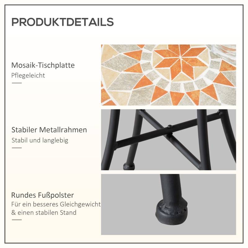 ComfortXL - Guéridon Mosaïque Rond Métal Jardin Balcon Table d'Appoint Ø36cm Noir - ComfortXL Outdoor Living - Image 4