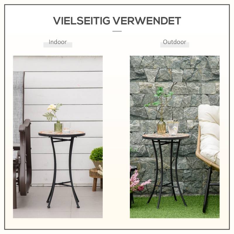 ComfortXL - Guéridon Mosaïque Rond Métal Jardin Balcon Table d'Appoint Ø36cm Noir - ComfortXL Outdoor Living - Image 6