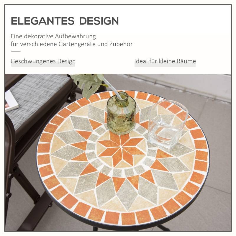 ComfortXL - Guéridon Mosaïque Rond Métal Jardin Balcon Table d'Appoint Ø36cm Noir - ComfortXL Outdoor Living - Image 5