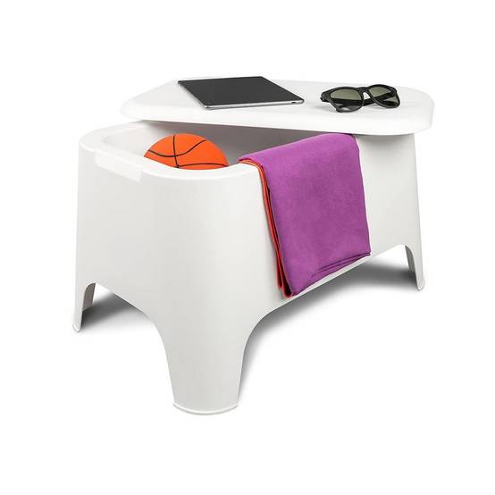 Table basse de jardin 59x 39x 36cm Blanche Avec couvercle Extérieur / Intérieur TOOMAX - Image 1