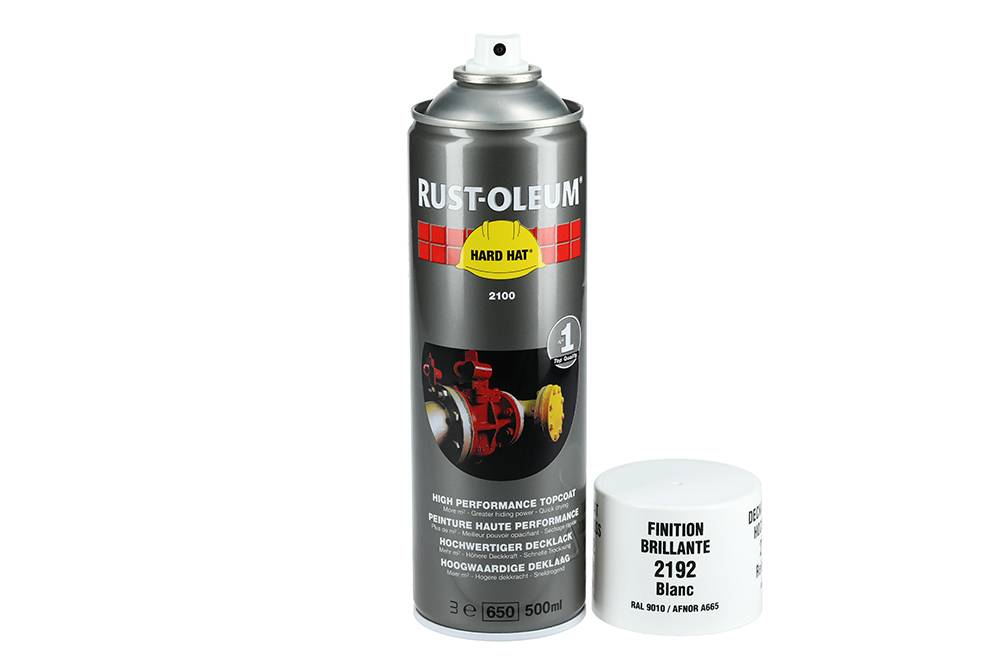 Couche de finition Hard Hat Ral-couleurs blanc pur RAL 9010 500ml - RUST-OLEUM - 2192 - Image 3
