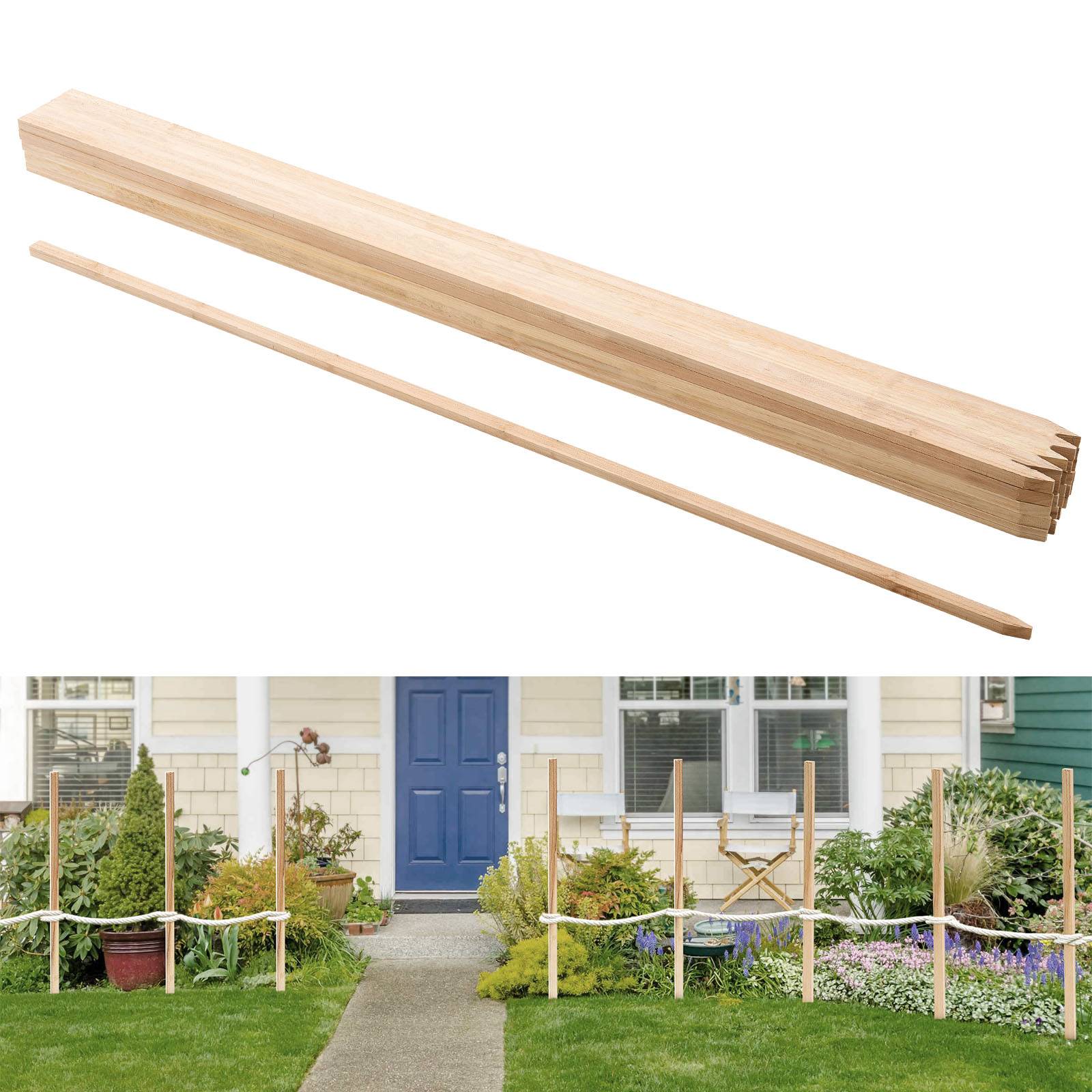 VEVOR Piquets Clôture Jardin Bois Poteaux à Pointe 25 PCS 17,53x12,7x1219,2 mm