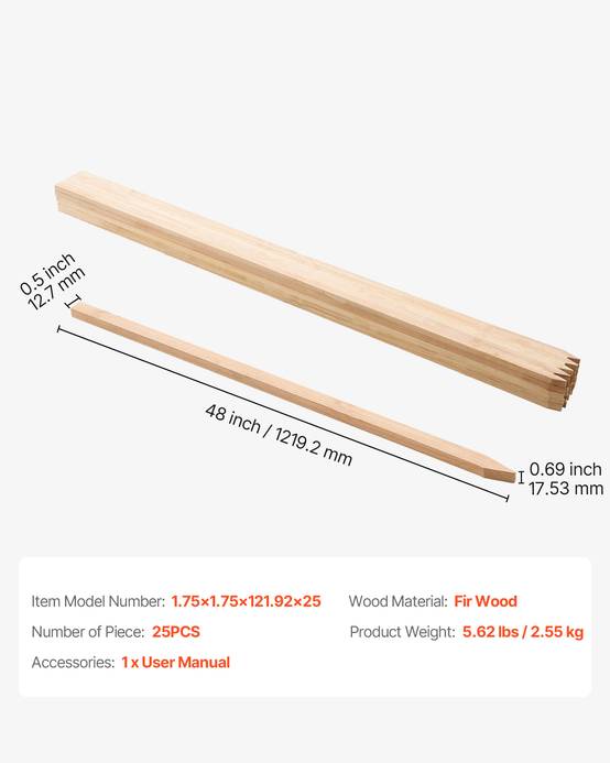 VEVOR Piquets Clôture Jardin Bois Poteaux à Pointe 25 PCS 17,53x12,7x1219,2 mm - Image 7