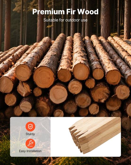 VEVOR Piquets Clôture Jardin Bois Poteaux à Pointe 25 PCS 17,53x12,7x1219,2 mm - Image 3
