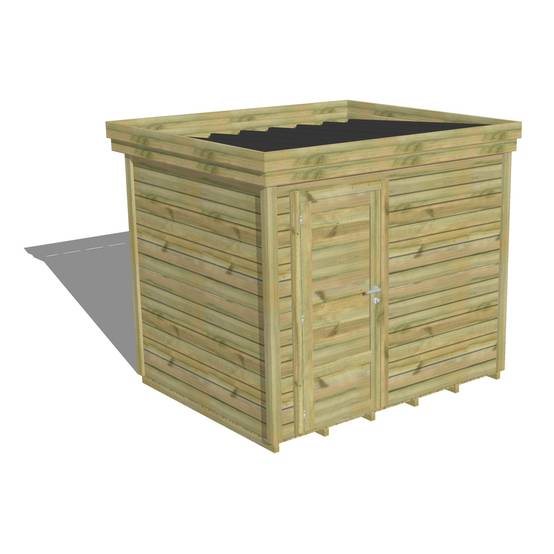 Sans Marque - ABRI DE JARDIN bois autoclave 27mm - 2,64x2,14m / 6m2 - Bac acier - Plancher bois - Image 1