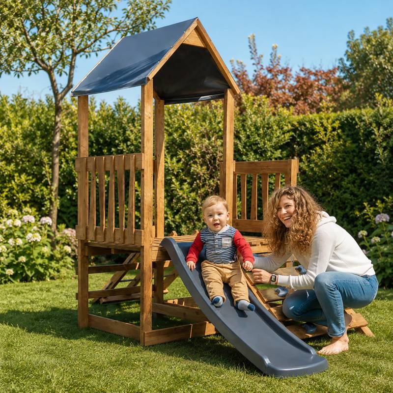 Soulet - Aire de jeux en bois premier âge avec toboggan ATHENES - Image 3