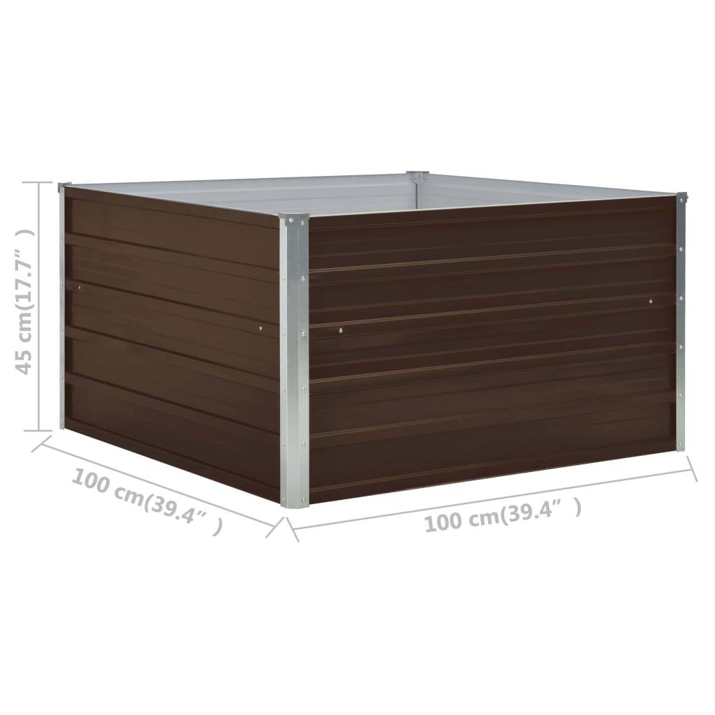 Vidaxl - Jardinière 100 x 100 x 45 cm Acier galvanisé Marron vidaXL 47023 - Image 3