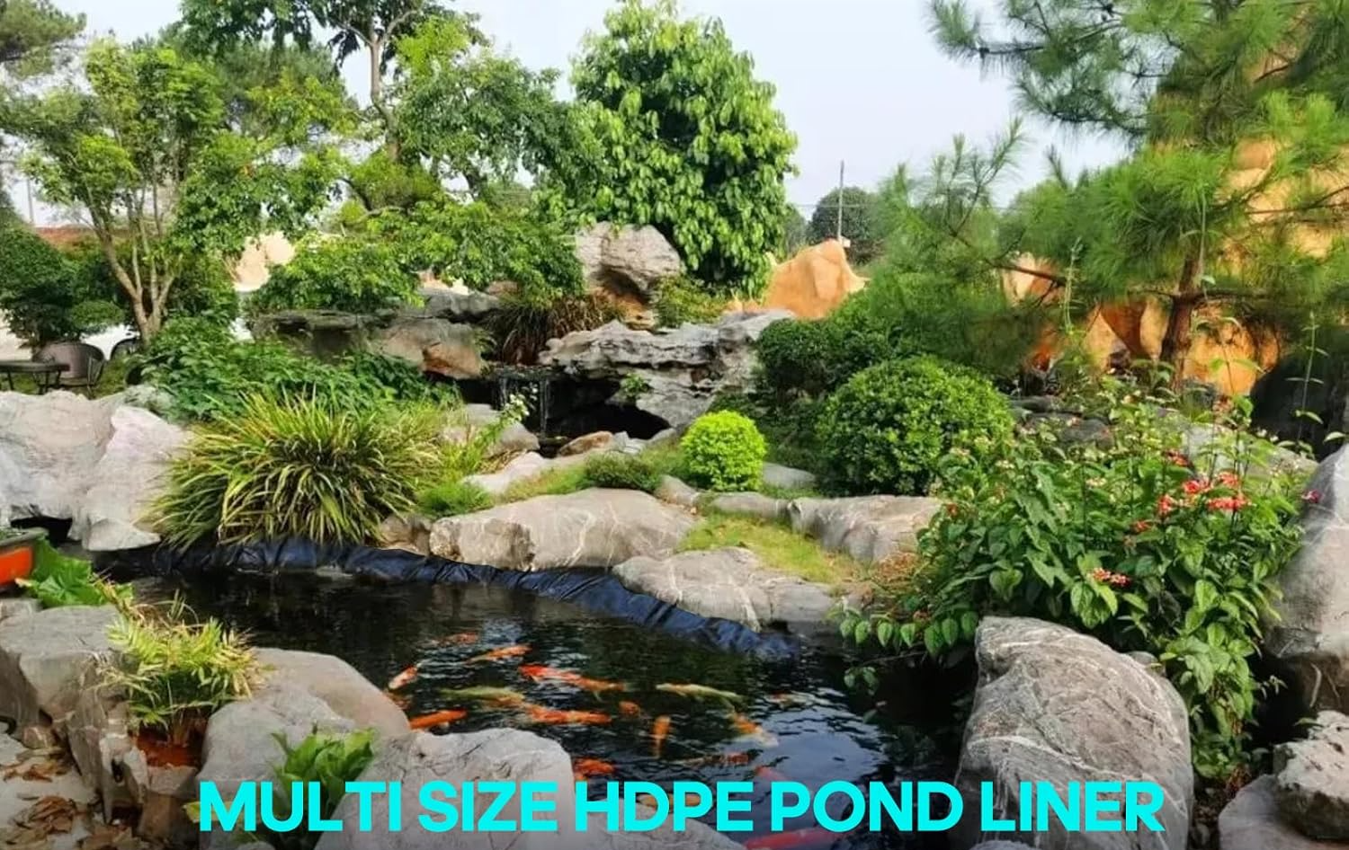 Bâche pour bassin à poissons, bâche pour piscine, bâche préfabriquée, adaptée aux étangs, au jardinage, 3 m x 4,5 m x 0,2 mm, noire-Lytech - Image 3
