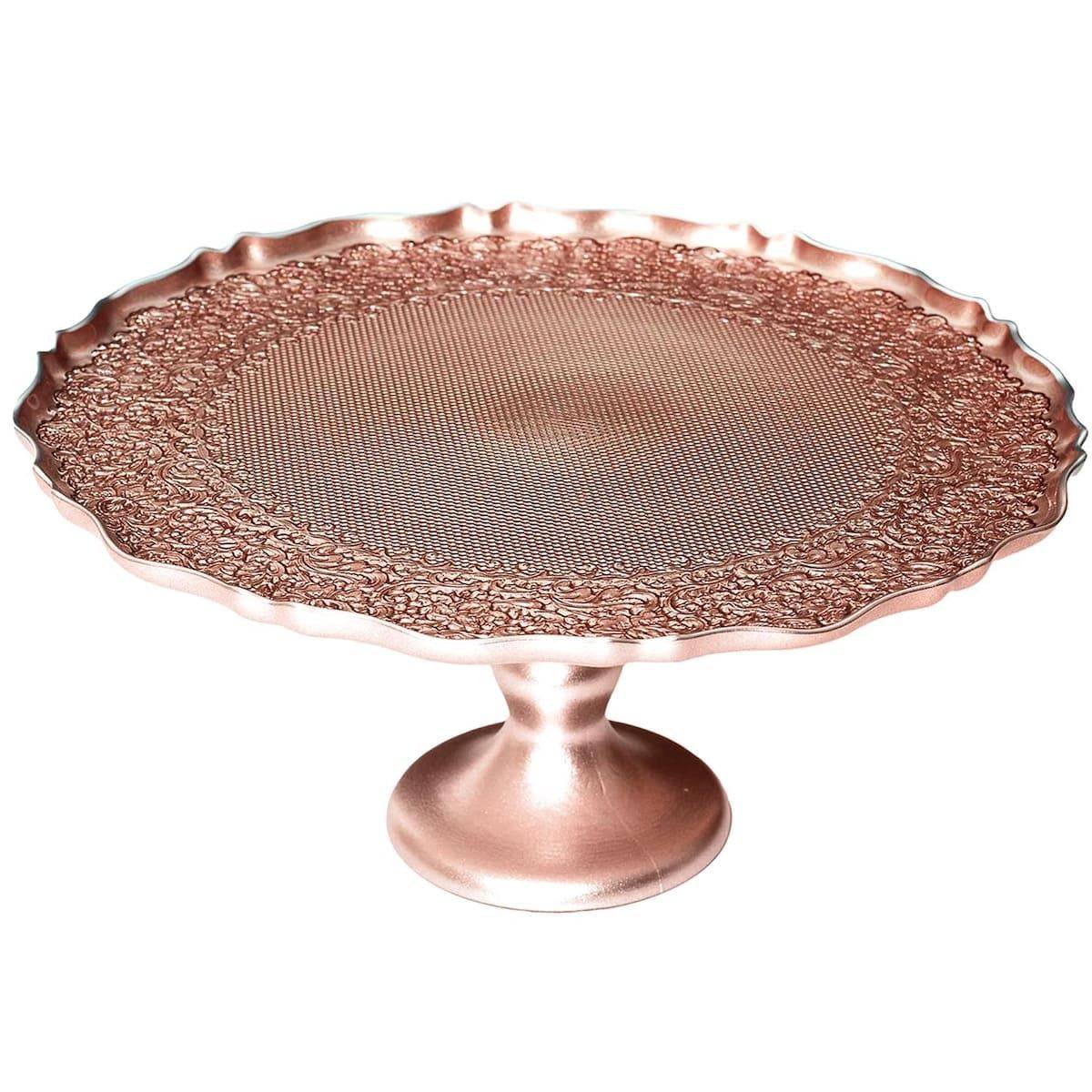 Plateau de Présentation en verre motif ethnique teinte cuivre (Ø32 cm) - - Image 1