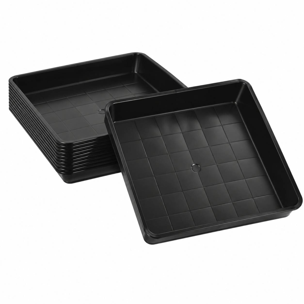 12 Soucoupes Plastique Rectangulaires pour Plantes Balcon Intérieur Extérieur