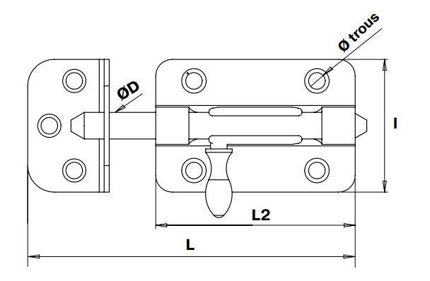 Verrou de box épaisseur 1,2mm + gâche diamètre 8mm noir - JARDINIER MASSARD - 540084 - Image 2