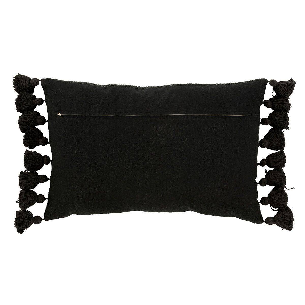 Coussin Déco Pompons "Bella" 40x59cm Noir - Image 2