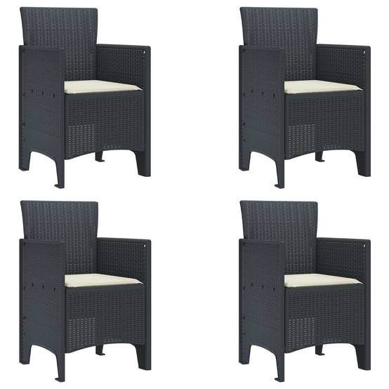 Mobilier de Jardin 4 Chaises en Polypropylène Effet Rotin pour Repas Extérieur Anthracite – ComfortXL Outdoor Living - Image 1