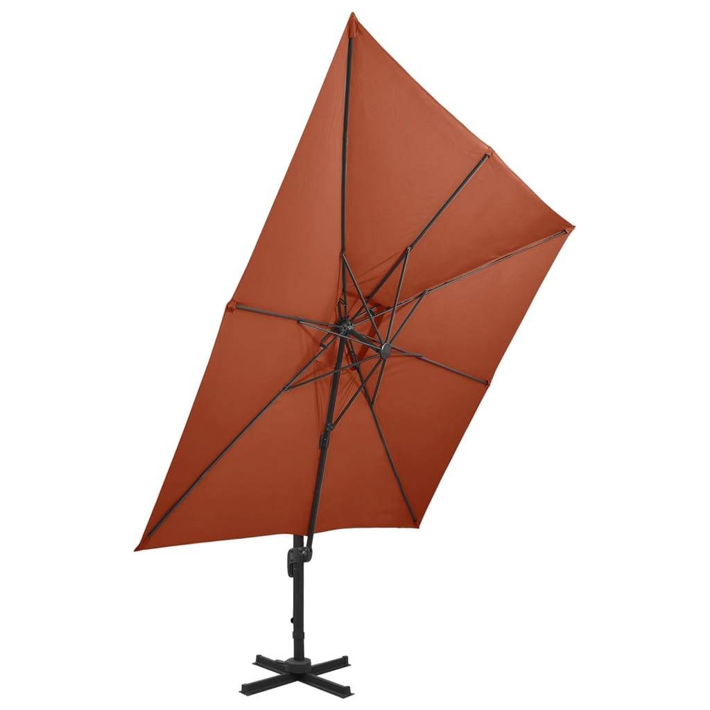 Parasol déporté aluminium terre cuite 300 x 300 x 258 cm - PANGIVO - Image 3