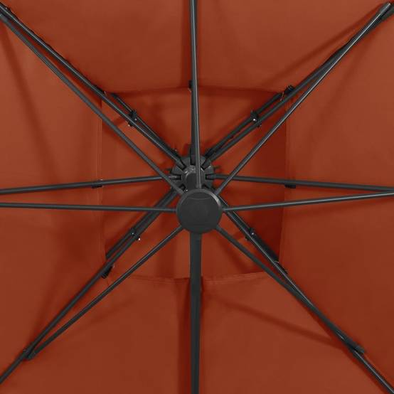 Parasol déporté aluminium terre cuite 300 x 300 x 258 cm - PANGIVO - Image 8