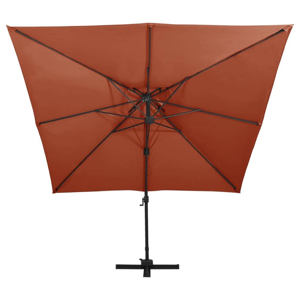 Parasol déporté aluminium terre cuite 300 x 300 x 258 cm - PANGIVO - Image 2