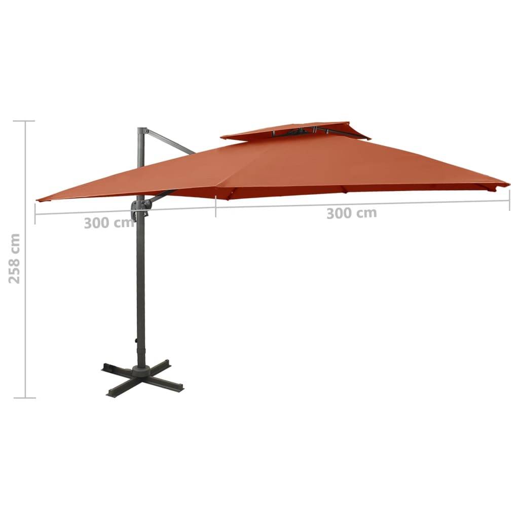 Parasol déporté aluminium terre cuite 300 x 300 x 258 cm - PANGIVO - Image 9