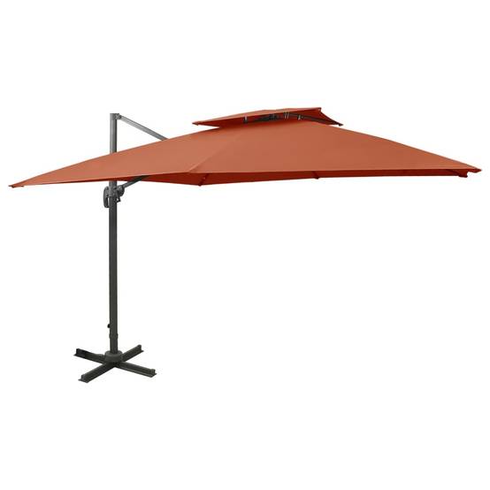 Parasol déporté aluminium terre cuite 300 x 300 x 258 cm - PANGIVO - Image 1