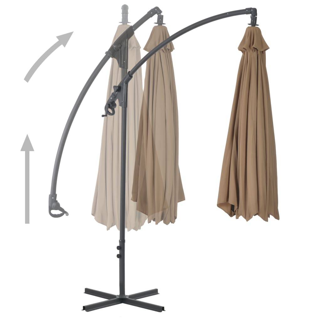 Helloshop26 - Parasol meuble de jardin en porte-à-faux avec poteau en acier 300 cm taupe - Image 3